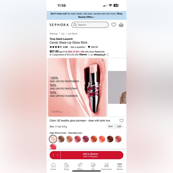 YSL Candy Glaze Lipgloss Stick Shade 2 NIB - Picture 5 of 9